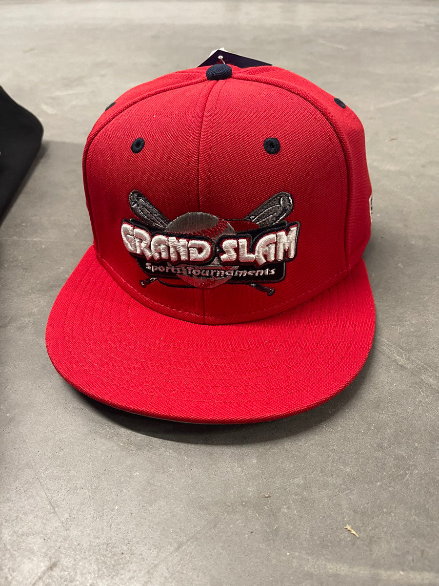 Red Flat Bill Fitted Hat