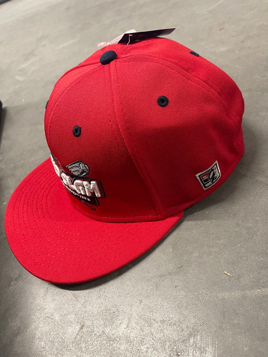 Red Flat Bill Fitted Hat
