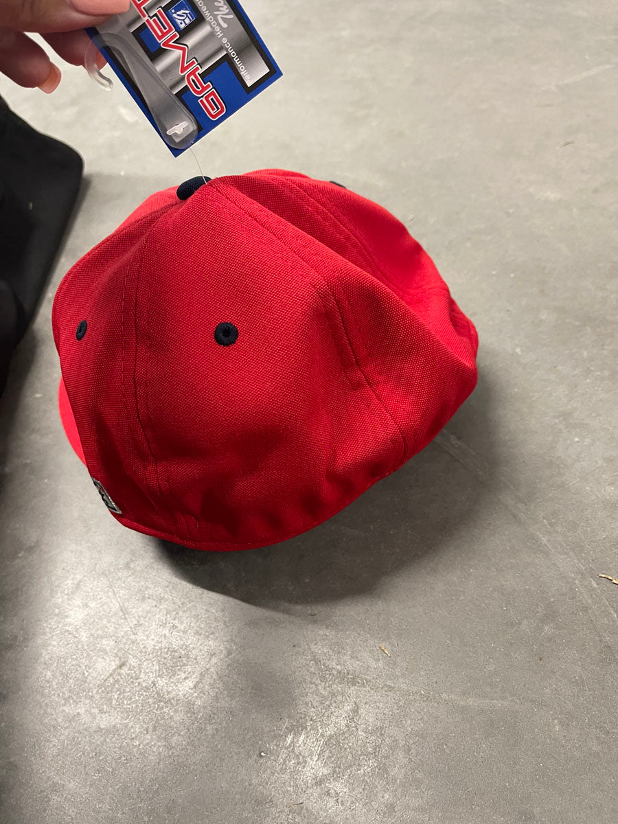Red Flat Bill Fitted Hat