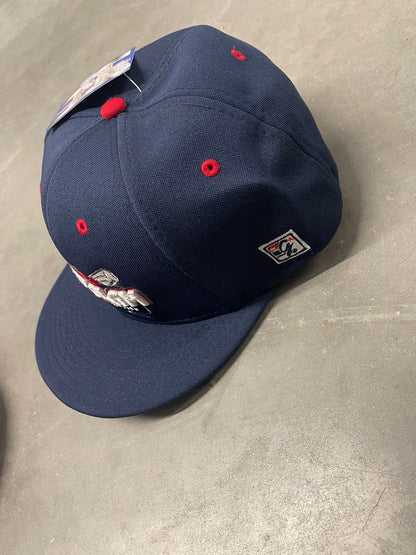 Navy Flat Bill Fitted Hat