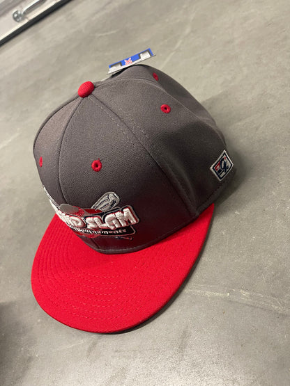 Gray and Red Flat Bill Fitted Hat